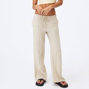 Zara Crinkle Drawstring Pants Cream Size Large